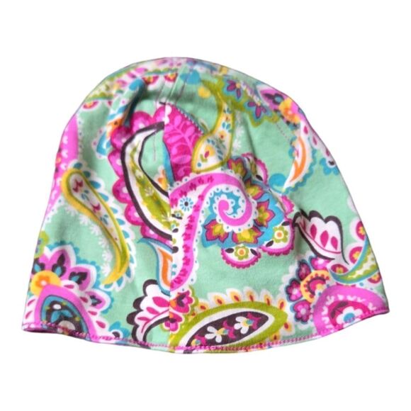 Vera Bradley Green Paisley Tutti Frutti Print Reversible Infant Hat Newborn Cap - Picture 1 of 2